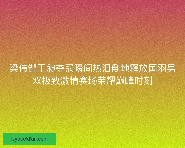 梁伟铿王昶夺冠瞬间热泪倒地释放国羽男双极致激情赛场荣耀巅峰时刻