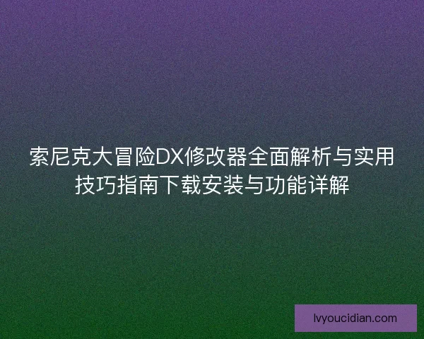 索尼克大冒险DX修改器全面解析与实用技巧指南下载安装与功能详解