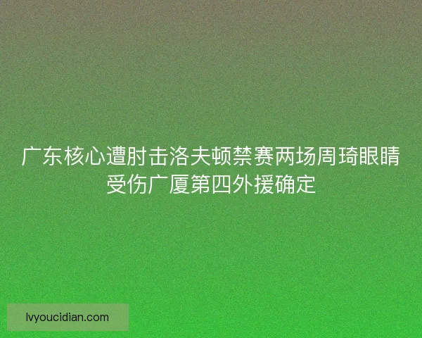 广东核心遭肘击洛夫顿禁赛两场周琦眼睛受伤广厦第四外援确定